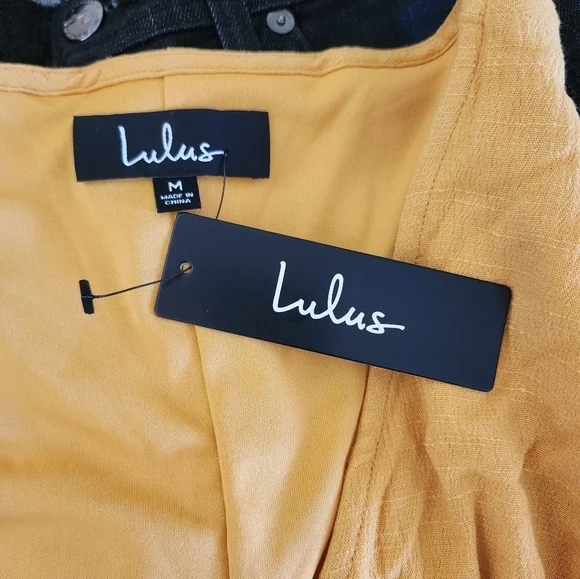 NWT Lulu’s My Philosophy Golden Yellow Wrap Dress size Medium - Picture 4 of 5